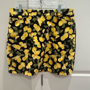 Rafaella Black and Yellow Lemon Print Mini Skirt
